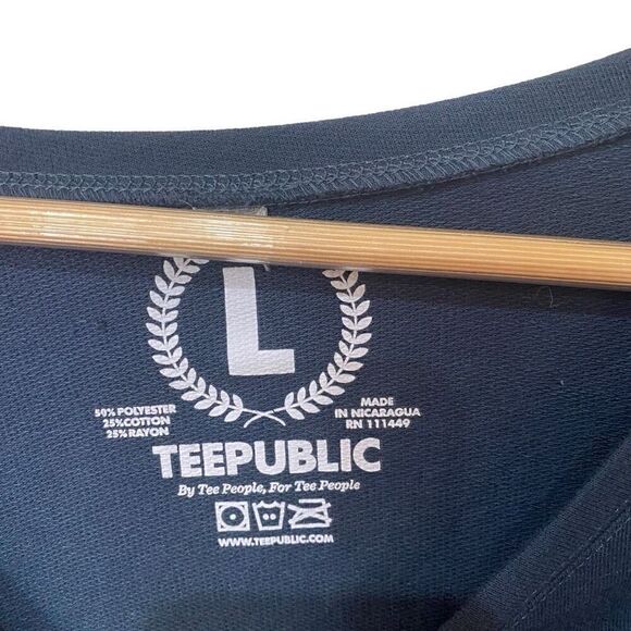 Teepublic large off shoulder blue sweatshirt port Clinton - Picture 2 of 4